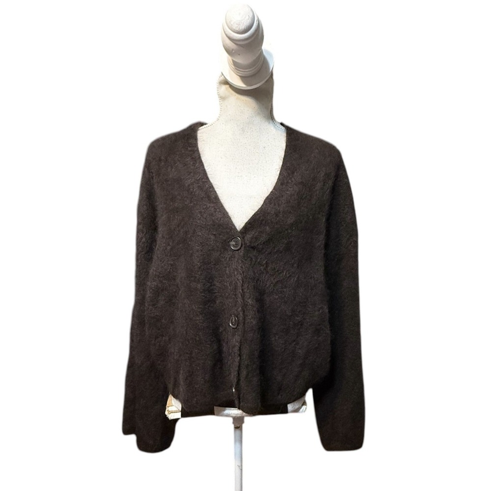Banana Republic Cashmere Women's Cardigan Size Xl Brown Fuzzy Sweater